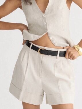 J Crew Linen Blend Remi Shorts in Ivory Flax 8 BP279